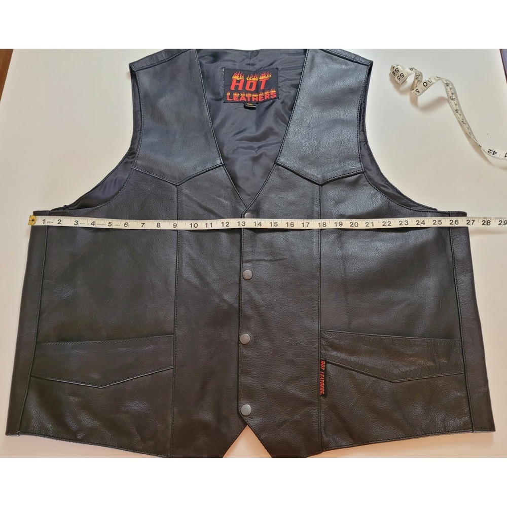 Hot Leathers Men's Black Leather Vest - XXXXL (4XL)- Great Condition, Biker - Picture 2 of 6